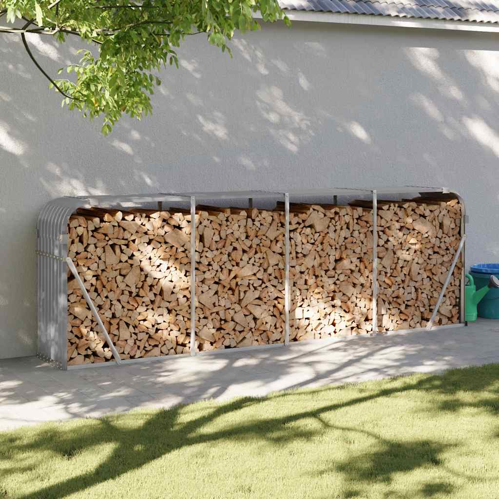 Držač za drva svijetlosivi 300x45x100 cm pocinčani čelik