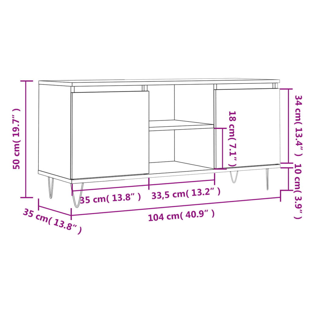 TV ormarić boja dimljenog hrasta 104x35x50 cm konstruirano drvo Smeđa