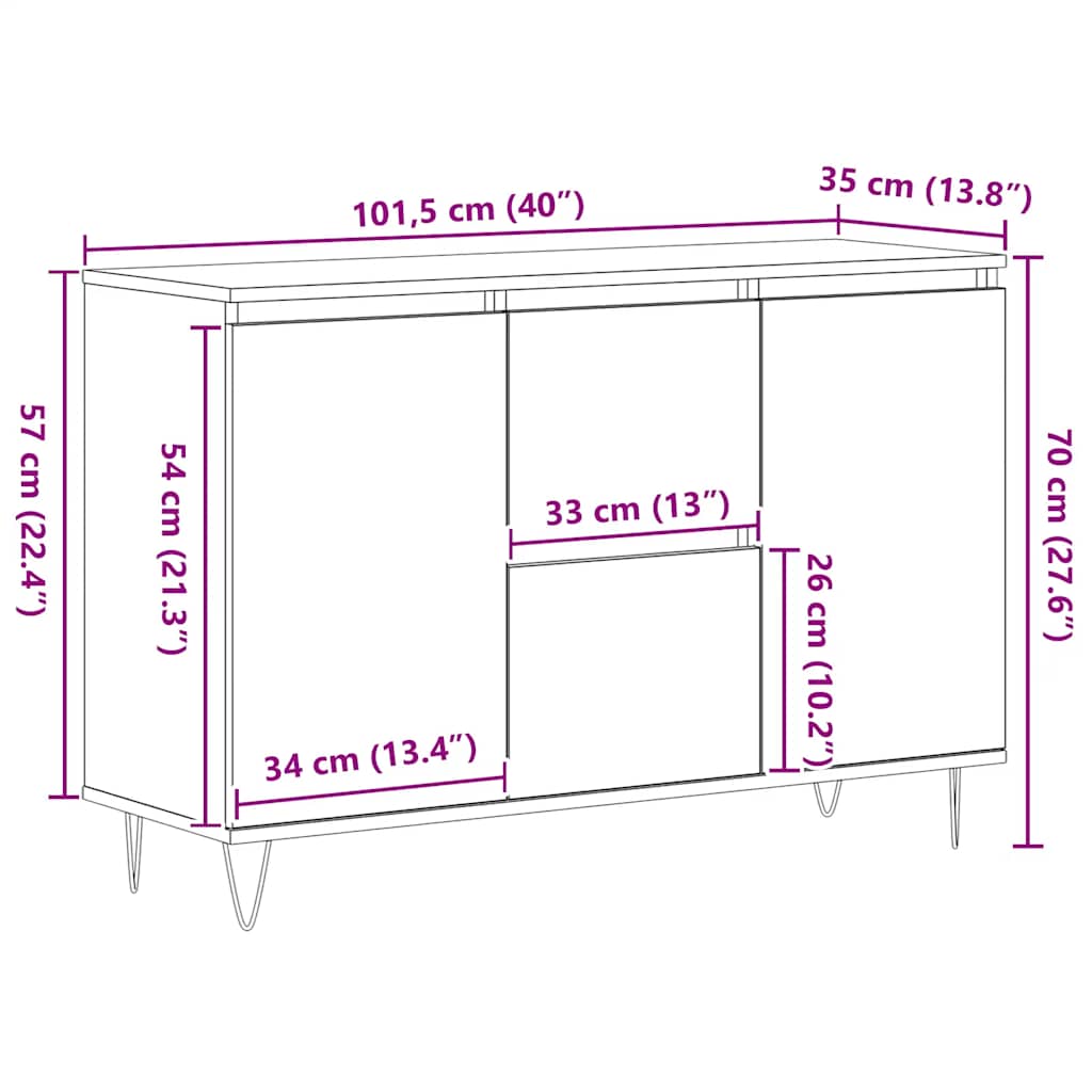 Komoda boja hrasta sonome 101,5x35x70 cm konstruirano drvo