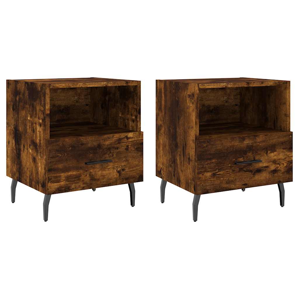 Noćni ormarići 2 kom boja hrasta 40x35x47,5cm konstruirano drvo Smeđa