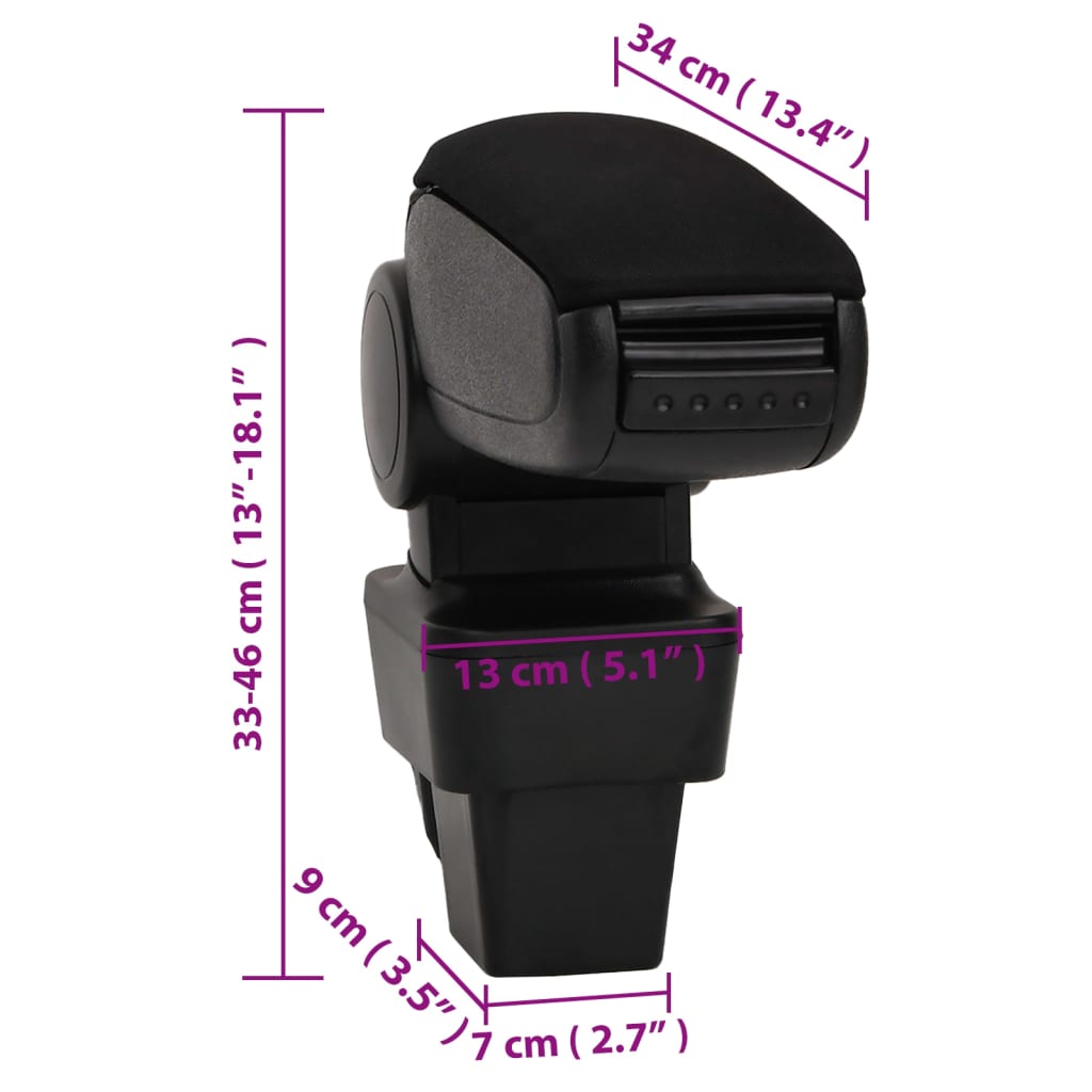 Naslon za ruke za automobil crni 13 x 34 x (33 - 46) cm ABS