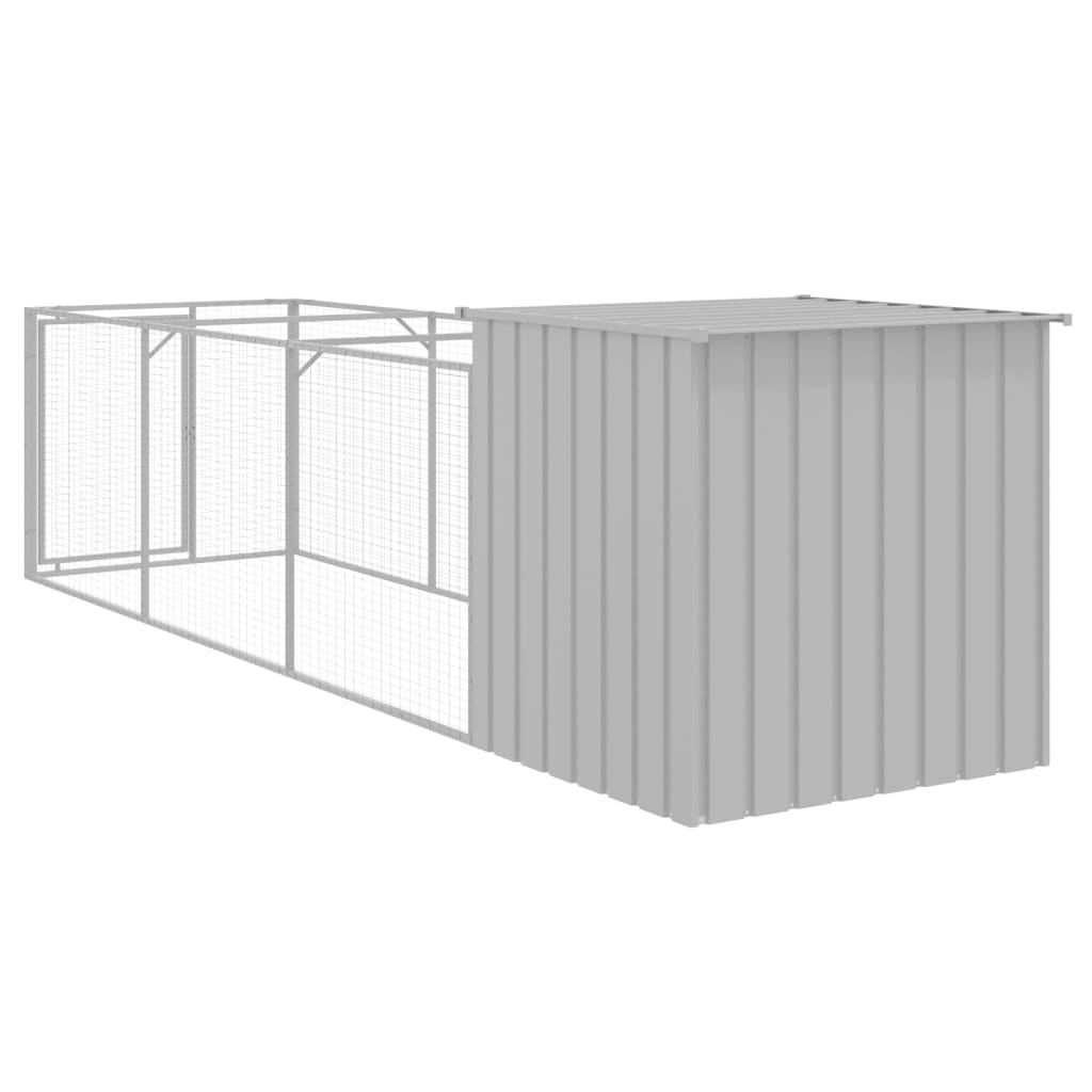 Kućica za pse s igralištem svjetlosiva 110x405x110 cm čelična