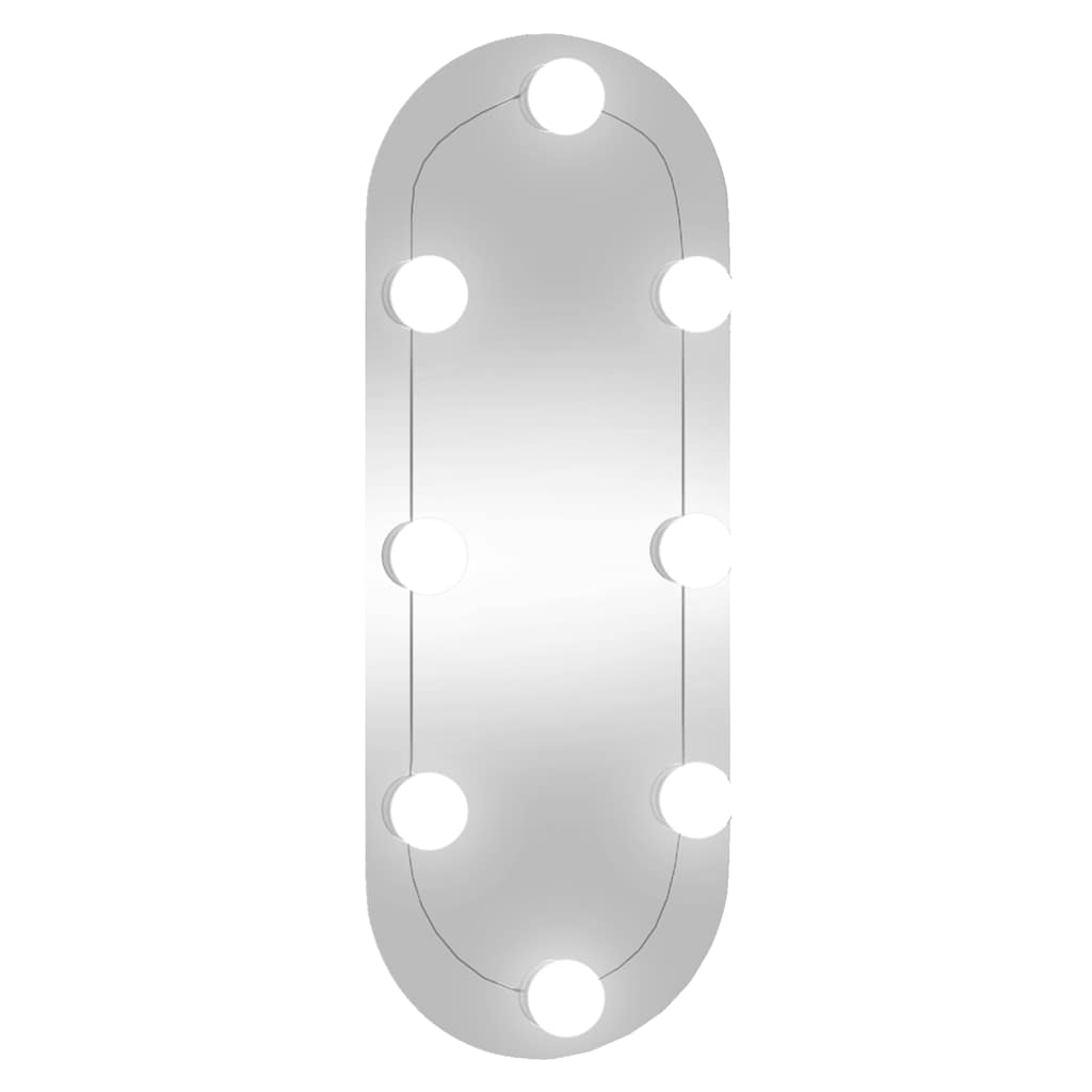 Zidno ogledalo s LED svjetlima 20 x 50 cm stakleno ovalno
