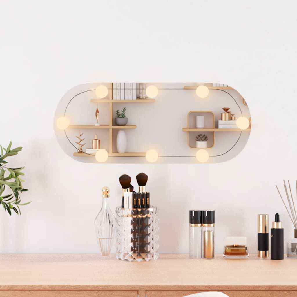 Zidno ogledalo s LED svjetlima 20 x 50 cm stakleno ovalno