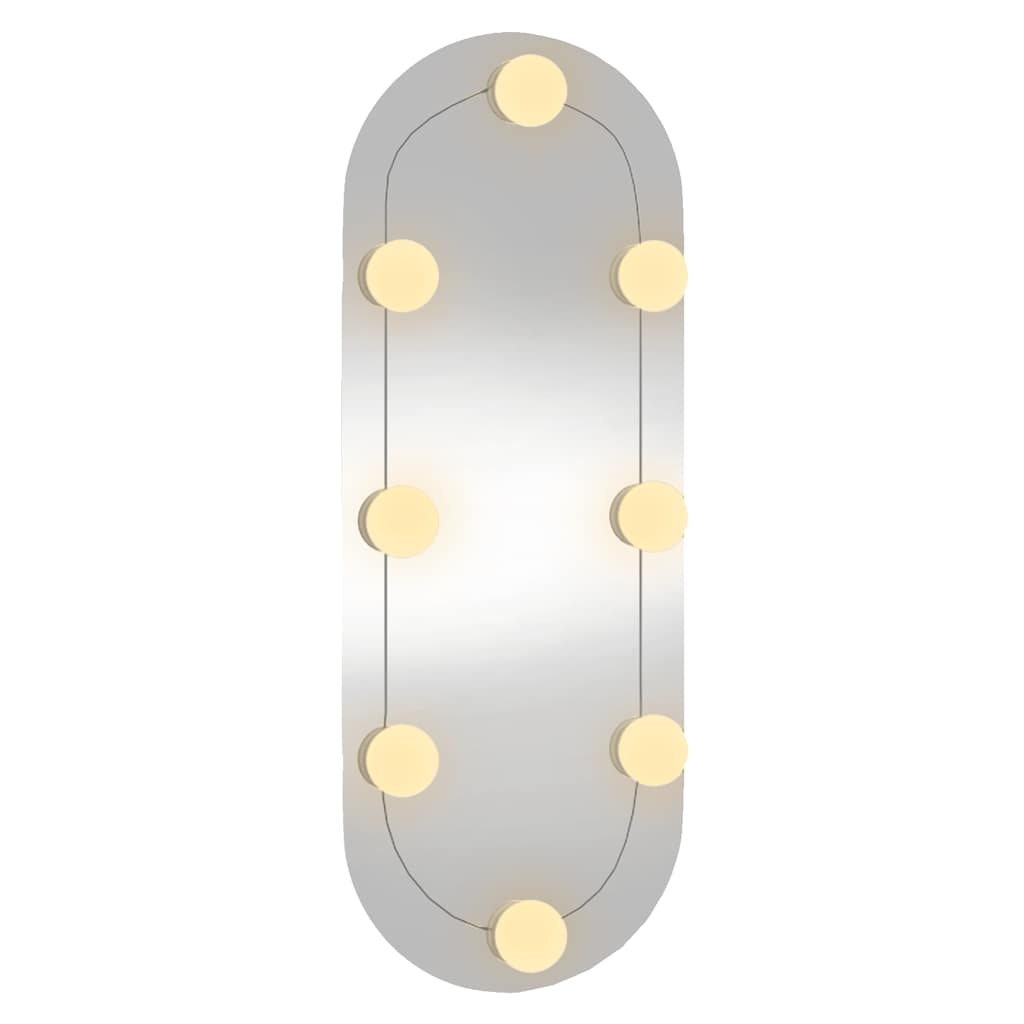 Zidno ogledalo s LED svjetlima 20 x 50 cm stakleno ovalno