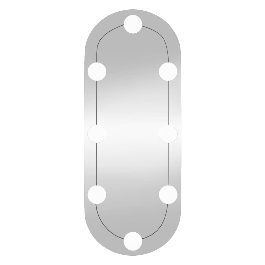 Zidno ogledalo s LED svjetlima 20 x 50 cm stakleno ovalno