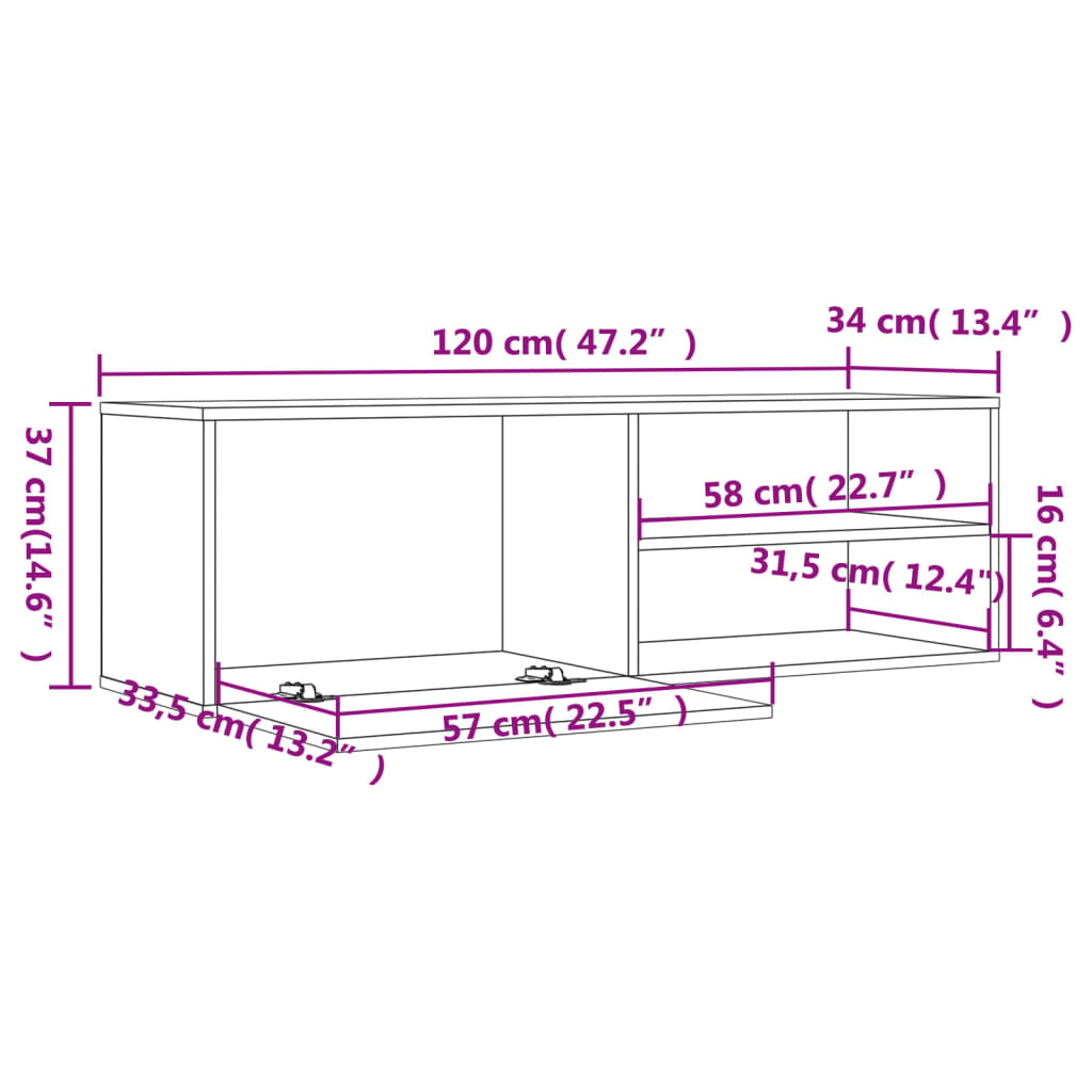 TV ormarić boja smeđeg hrasta 120x34x37 cm konstruirano drvo