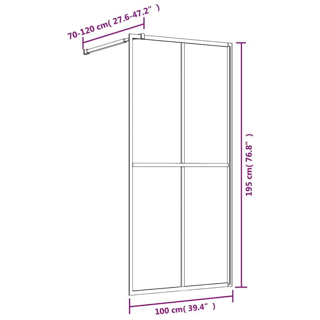 Stijenka za walk-in tuš sa staklom ESG crvena 100 x 195 cm