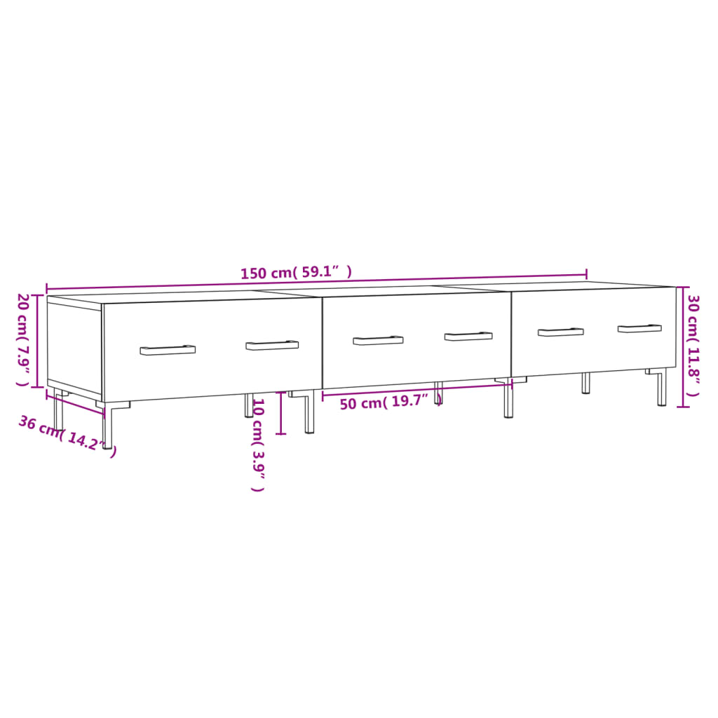 TV ormarić sjajni bijeli 150 x 36 x 30 cm od konstruiranog drva Bijela