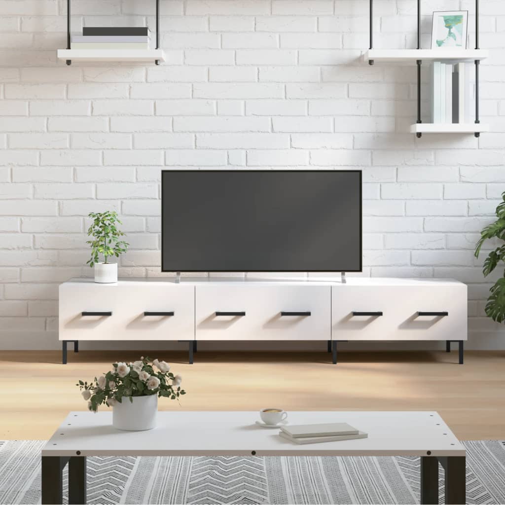 TV ormarić sjajni bijeli 150 x 36 x 30 cm od konstruiranog drva Bijela