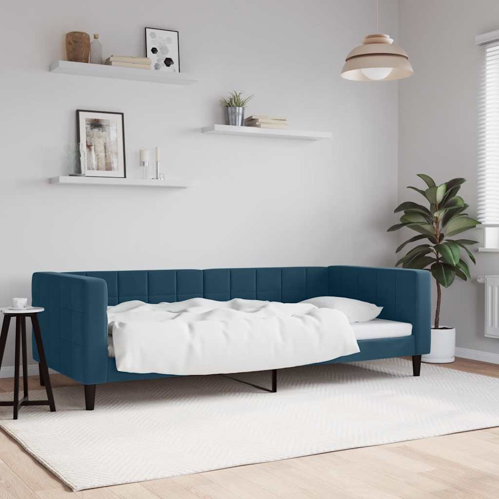 Dnevni krevet plavi 90 x 200 cm baršunasti