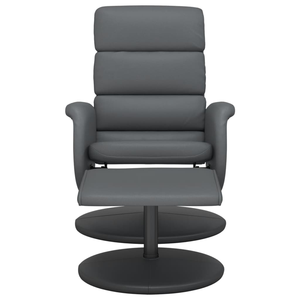 Naslonjač od umjetne kože s osloncem za noge sivi