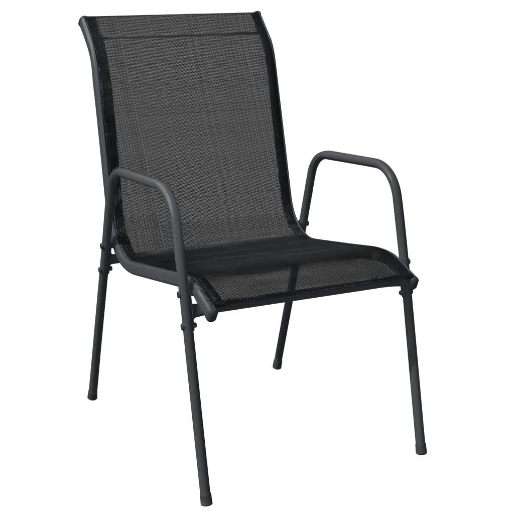 5-dijelni vrtni blagovaonski set crni od čelika i tekstilena Crna Dužina stola 140 cm