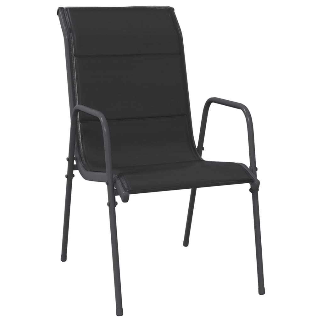 7-dijelni vrtni blagovaonski set crni od čelika i tekstilena Crna Dužina stola 140 cm