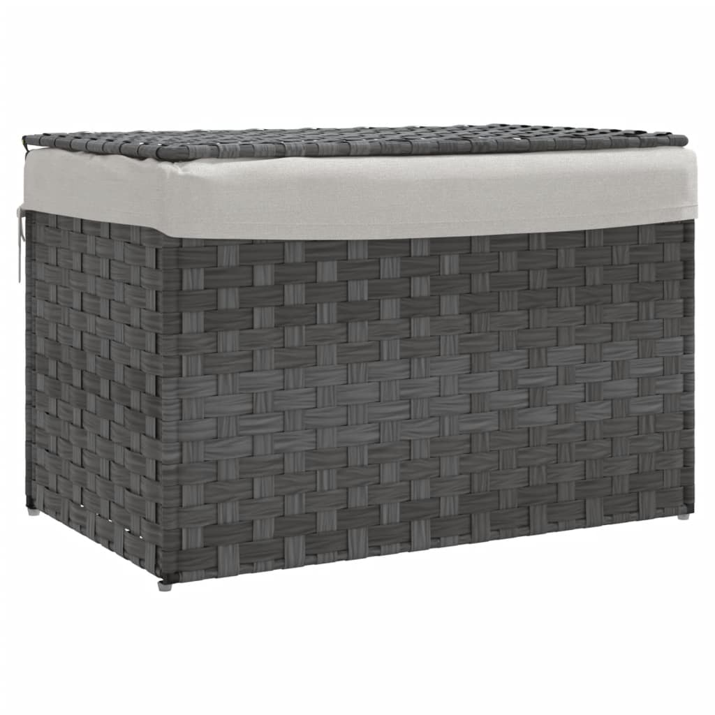 Košara za rublje s poklopcem siva 55,5x35x34 cm od poliratana