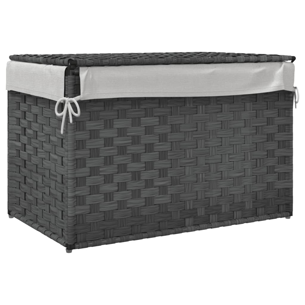 Košara za rublje s poklopcem siva 55,5x35x34 cm od poliratana