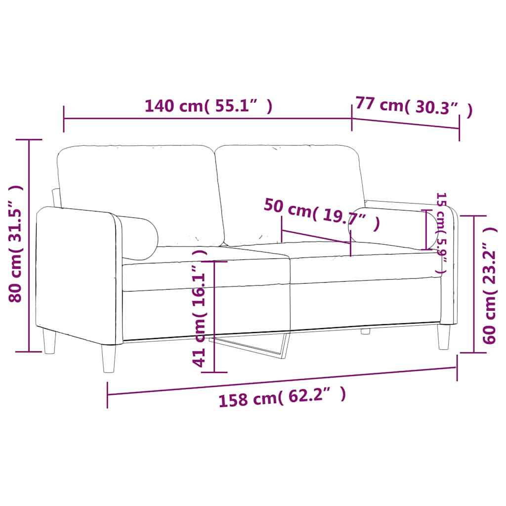 Dvosjed s ukrasnim jastucima crni 140 cm baršunasti Crna