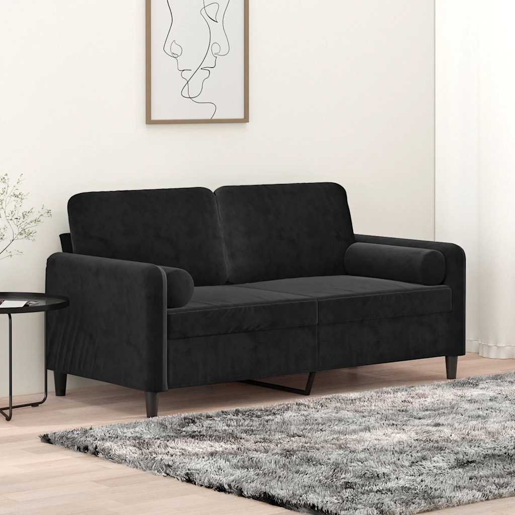 Dvosjed s ukrasnim jastucima crni 140 cm baršunasti Crna