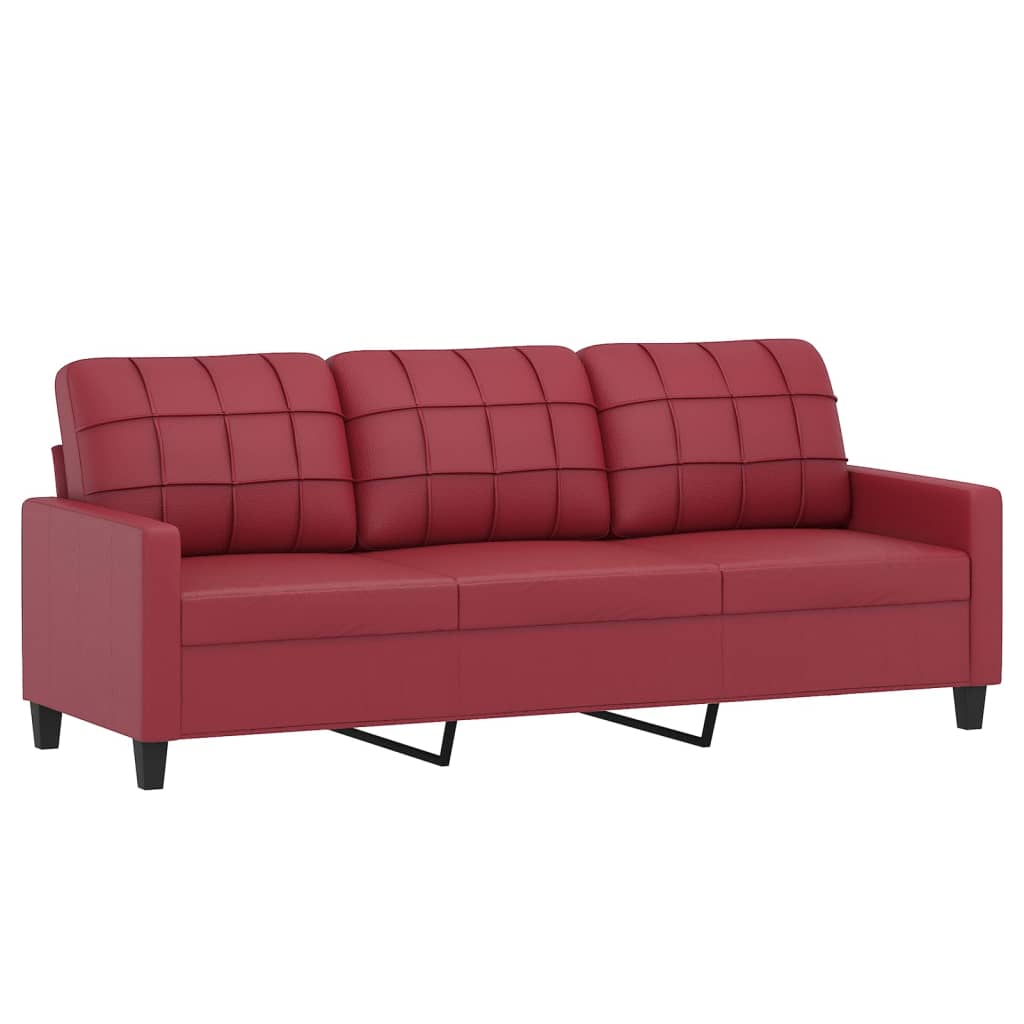 Trosjed s tabureom crvena boja vina 180 cm od umjetne kože