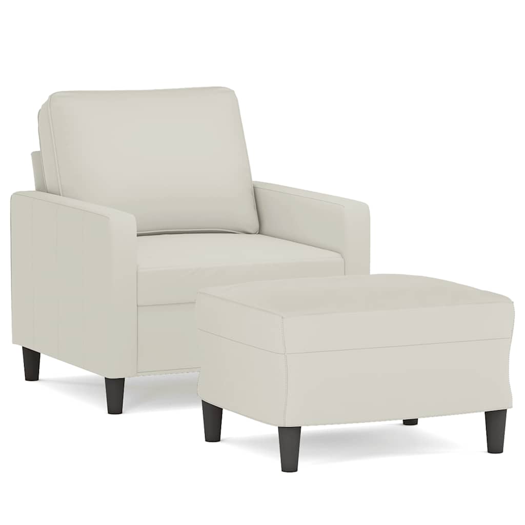 Fotelja s tabureom krem 60 cm baršunasta Krema