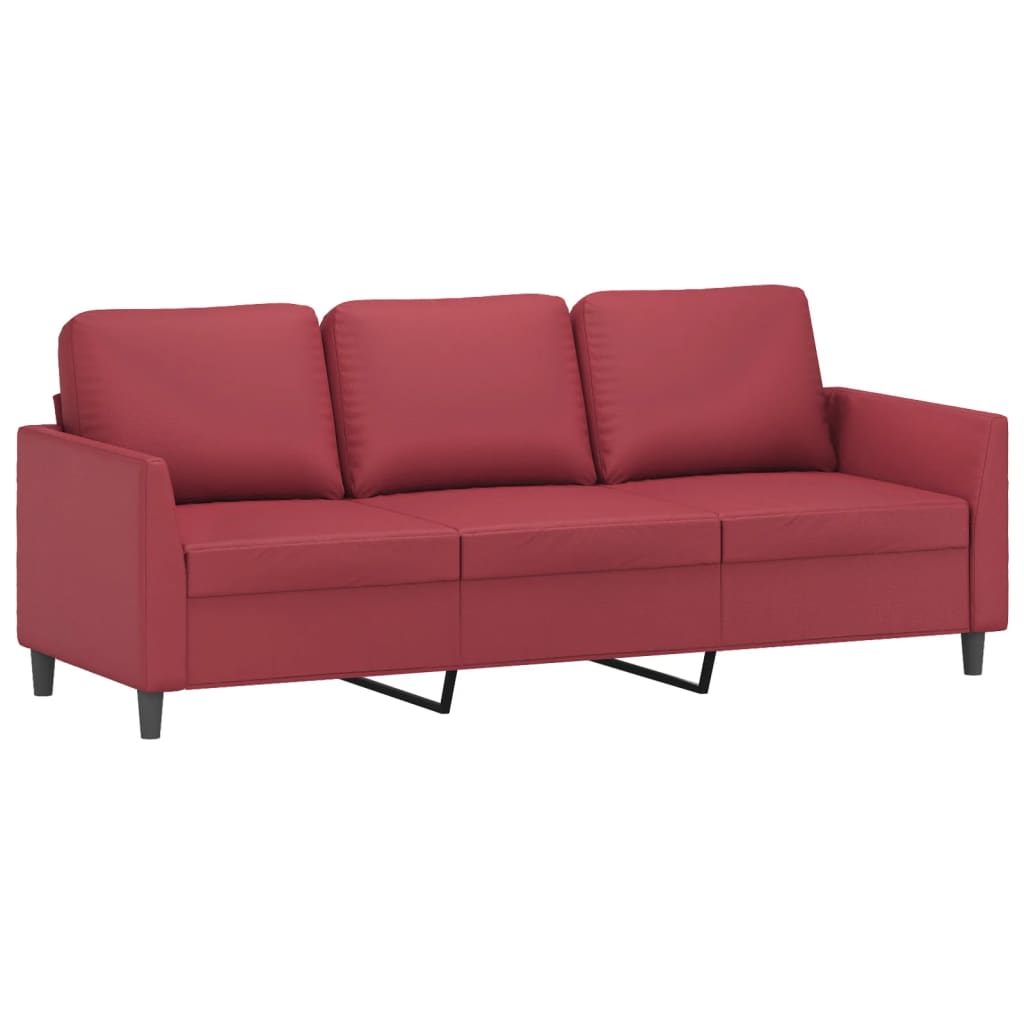 Trosjed s tabureom crvena boja vina 180 cm od umjetne kože