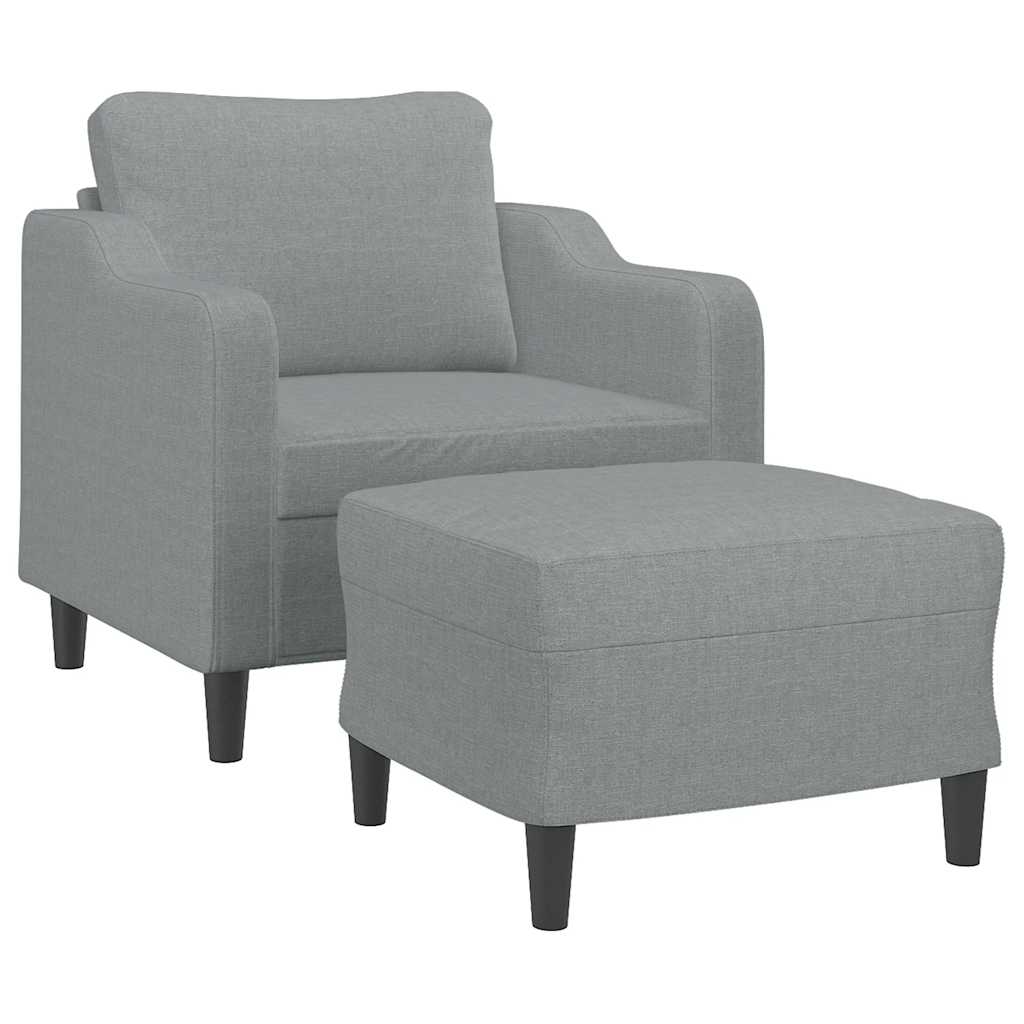 Fotelja s tabureom svjetlosiva 60 cm od tkanine