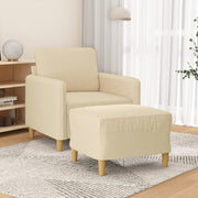 Fotelja s tabureom krem 60 cm od tkanine Krema