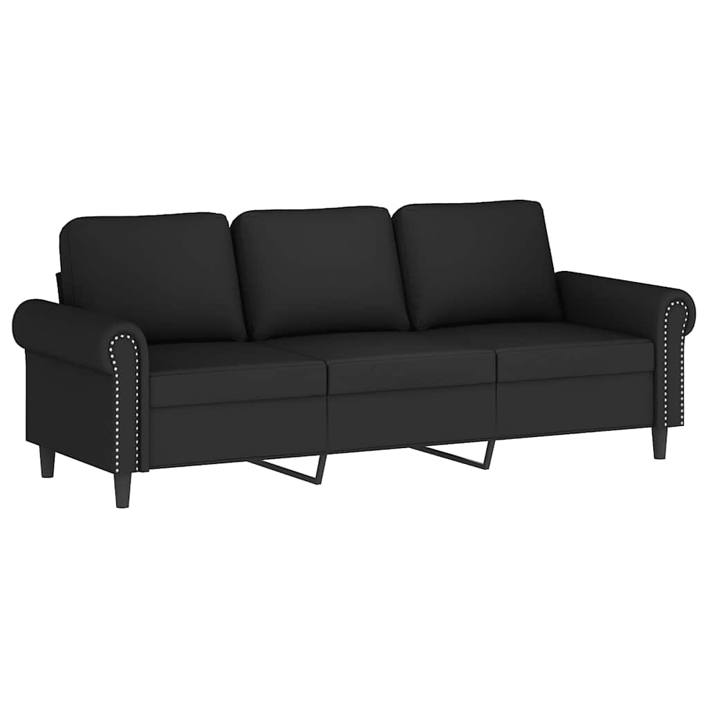 Trosjed s tabureom crni 180 cm baršunasti