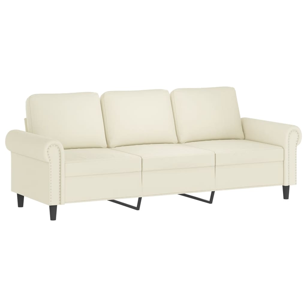 Trosjed s tabureom krem 180 cm baršunasti Krema