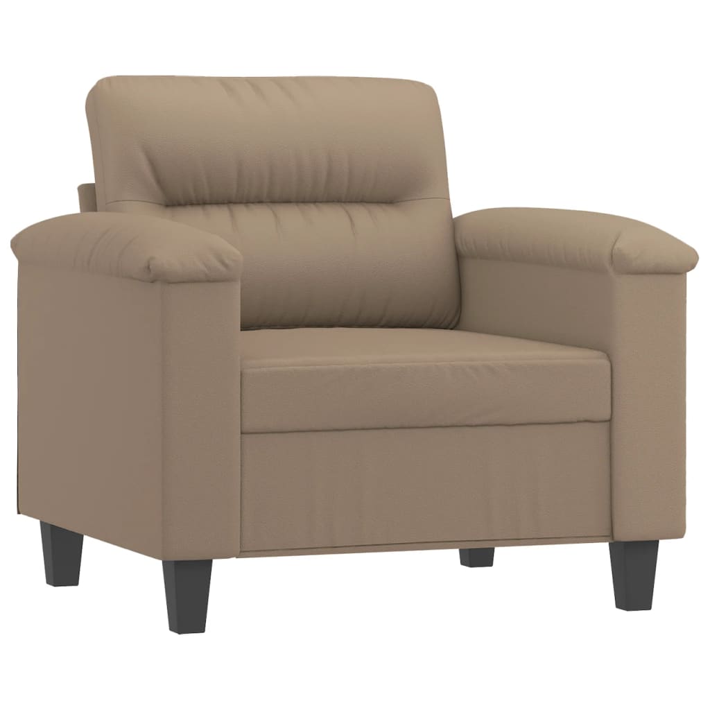 Fotelja s tabureom boja cappuccina 60 cm od umjetne kože Smeđa