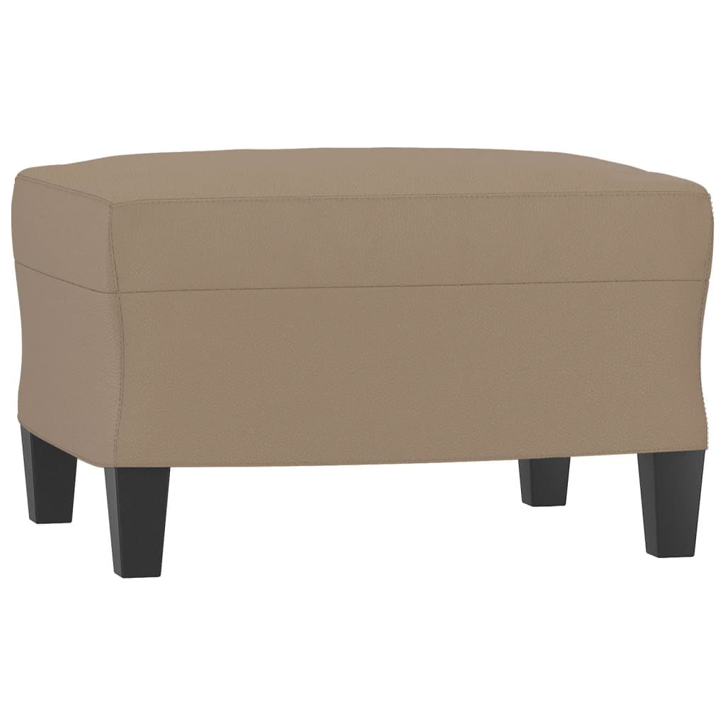 Fotelja s tabureom boja cappuccina 60 cm od umjetne kože Smeđa