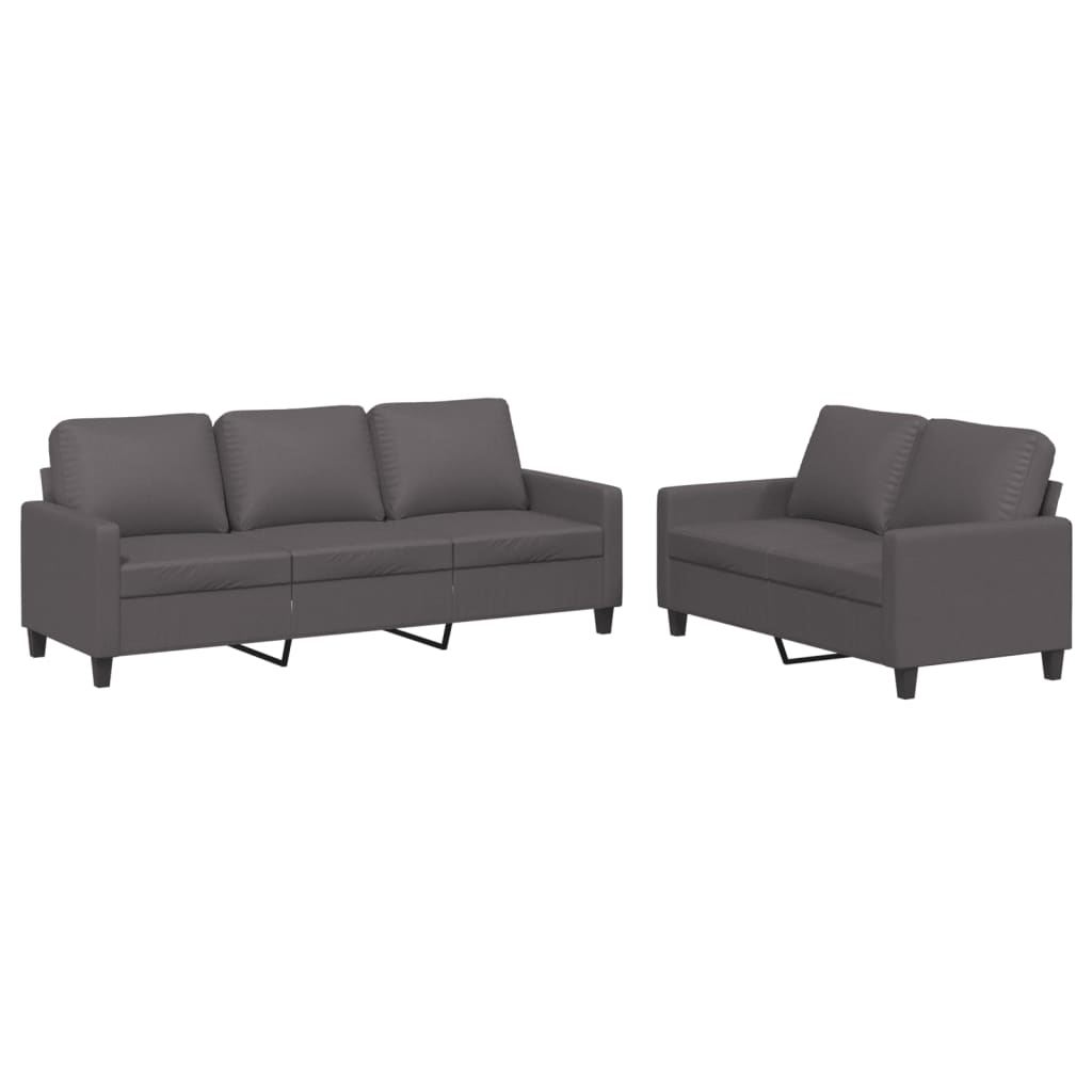 2-dijelni set sofa s jastucima sivi od umjetne kože Siva