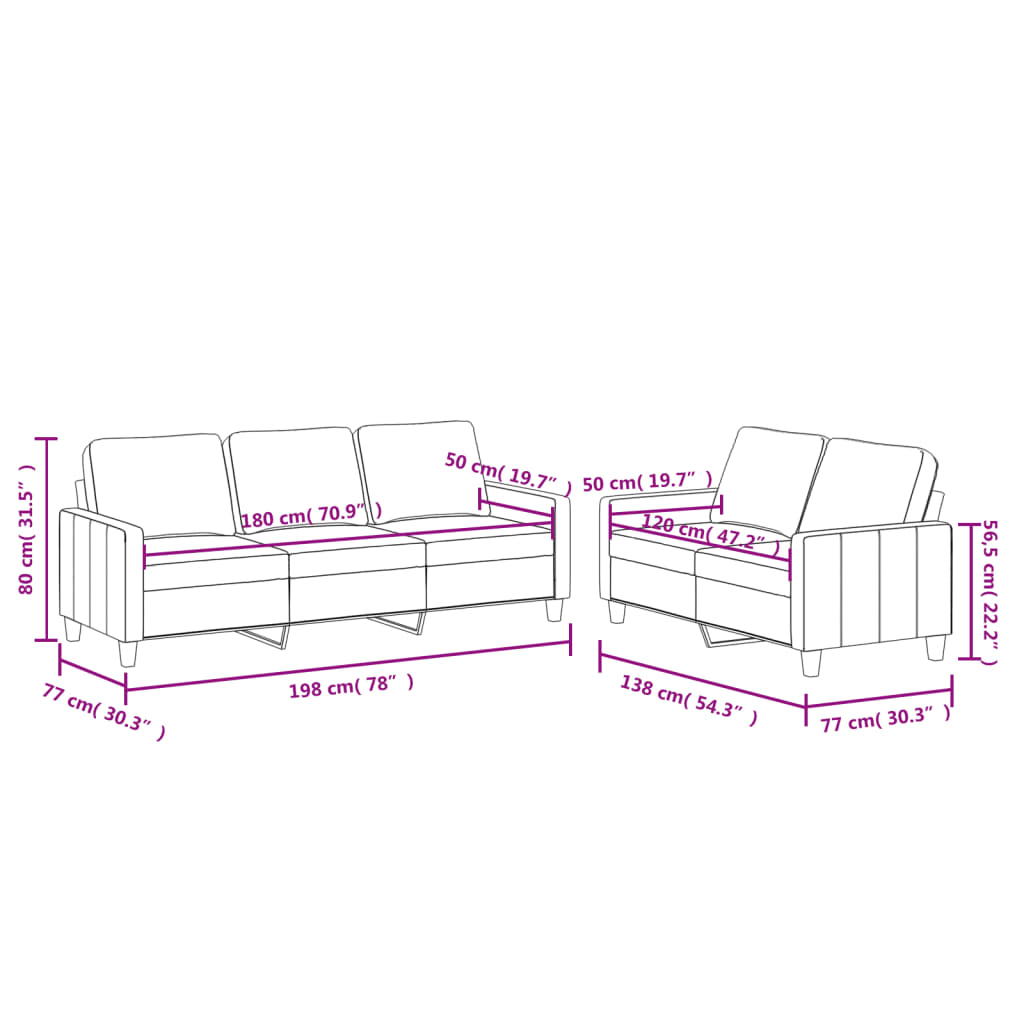 2-dijelni set sofa s jastucima sivi od umjetne kože Siva