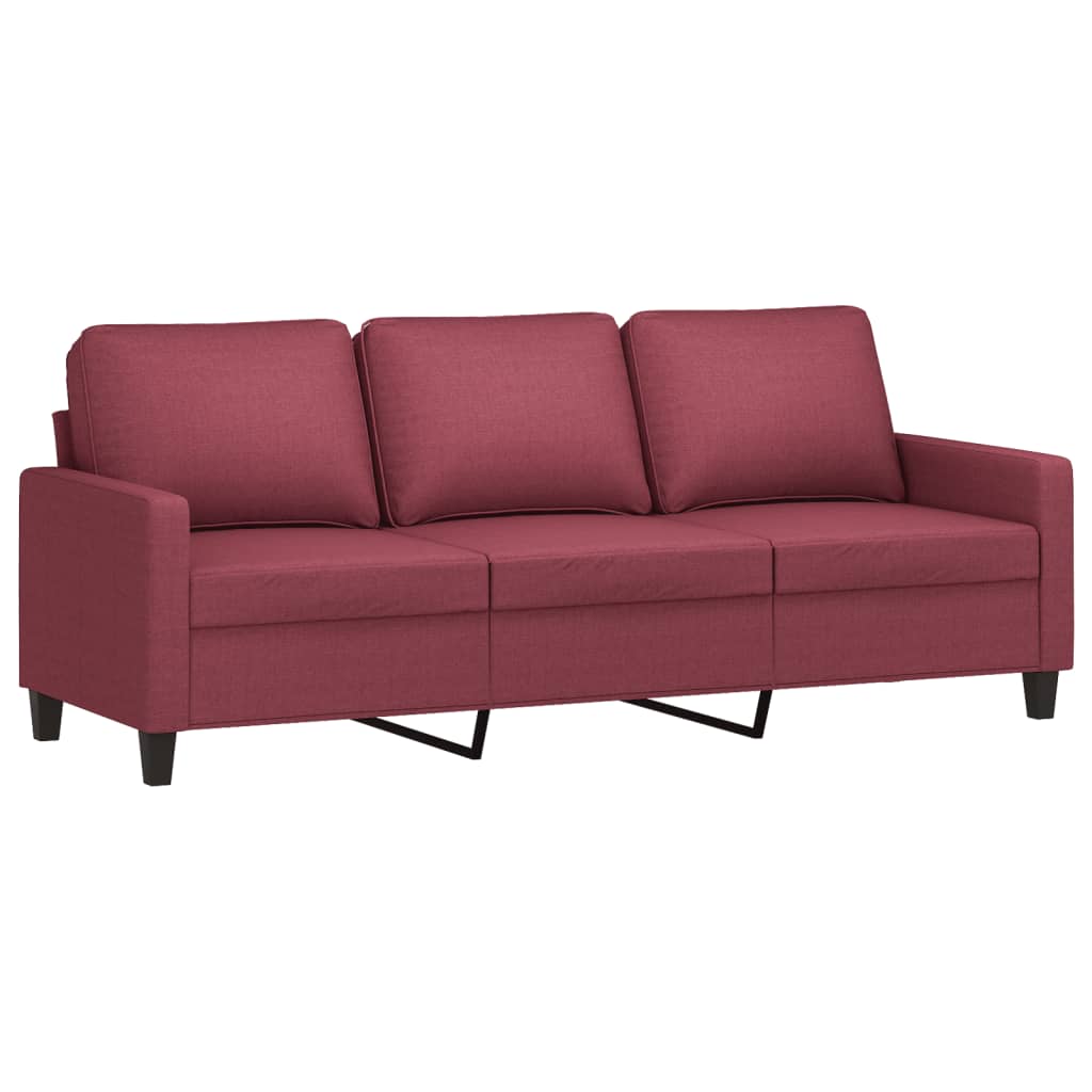 3-dijelni set sofa s jastucima crvena boja vina od tkanine