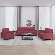 3-dijelni set sofa s jastucima crvena boja vina od tkanine