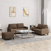 3-dijelni set sofa s jastucima smeđi od tkanine Smeđa