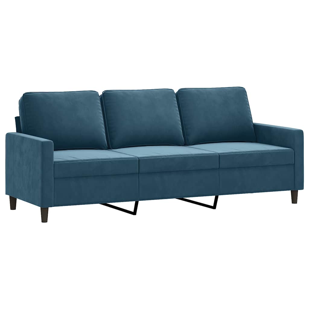 4-dijelni set sofa s jastucima plavi baršunasti Plava