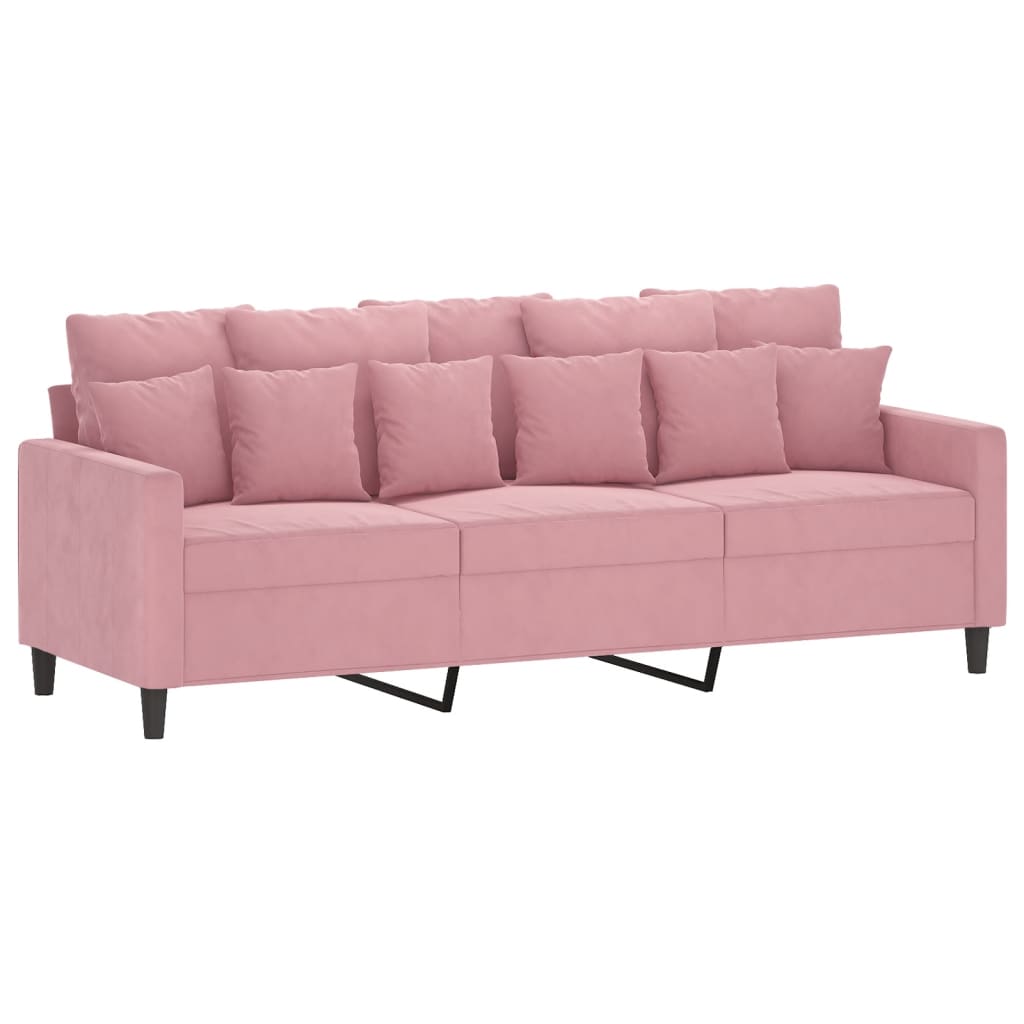 4-dijelni set sofa s jastucima ružičasti baršunasti