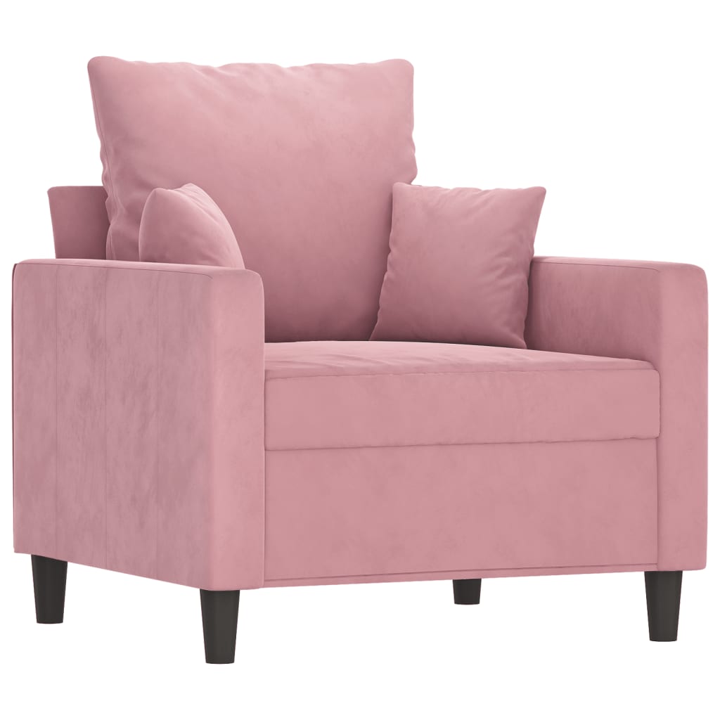 4-dijelni set sofa s jastucima ružičasti baršunasti