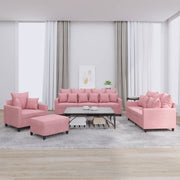 4-dijelni set sofa s jastucima ružičasti baršunasti