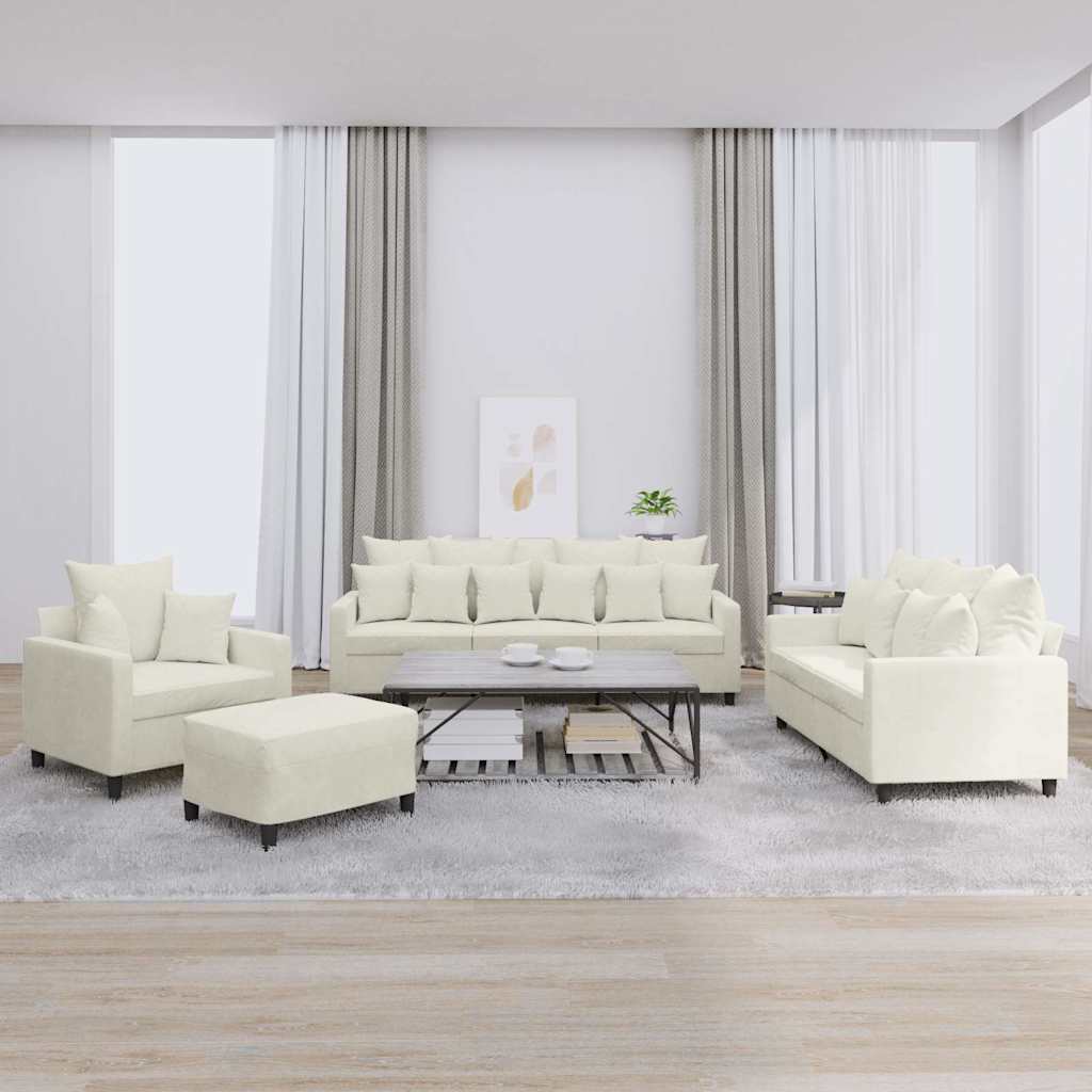 4-dijelni set sofa s jastucima krem baršunasti