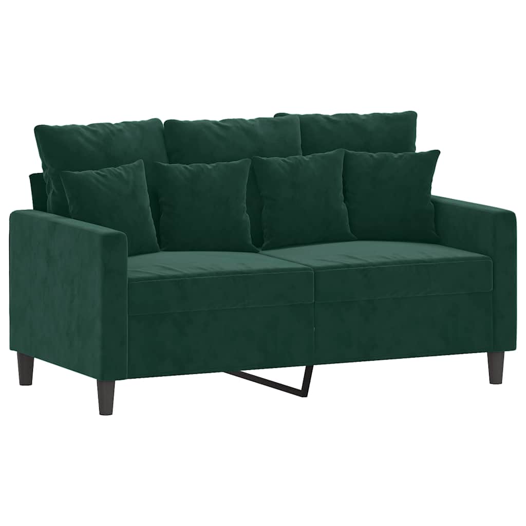 2-dijelni set sofa s jastucima tamnozeleni baršunasti Zelena