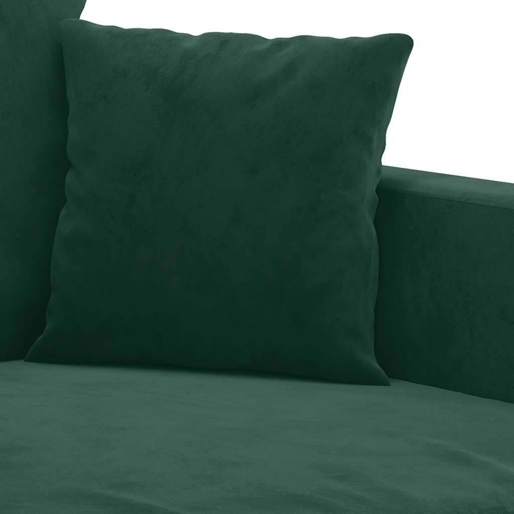 2-dijelni set sofa s jastucima tamnozeleni baršunasti Zelena