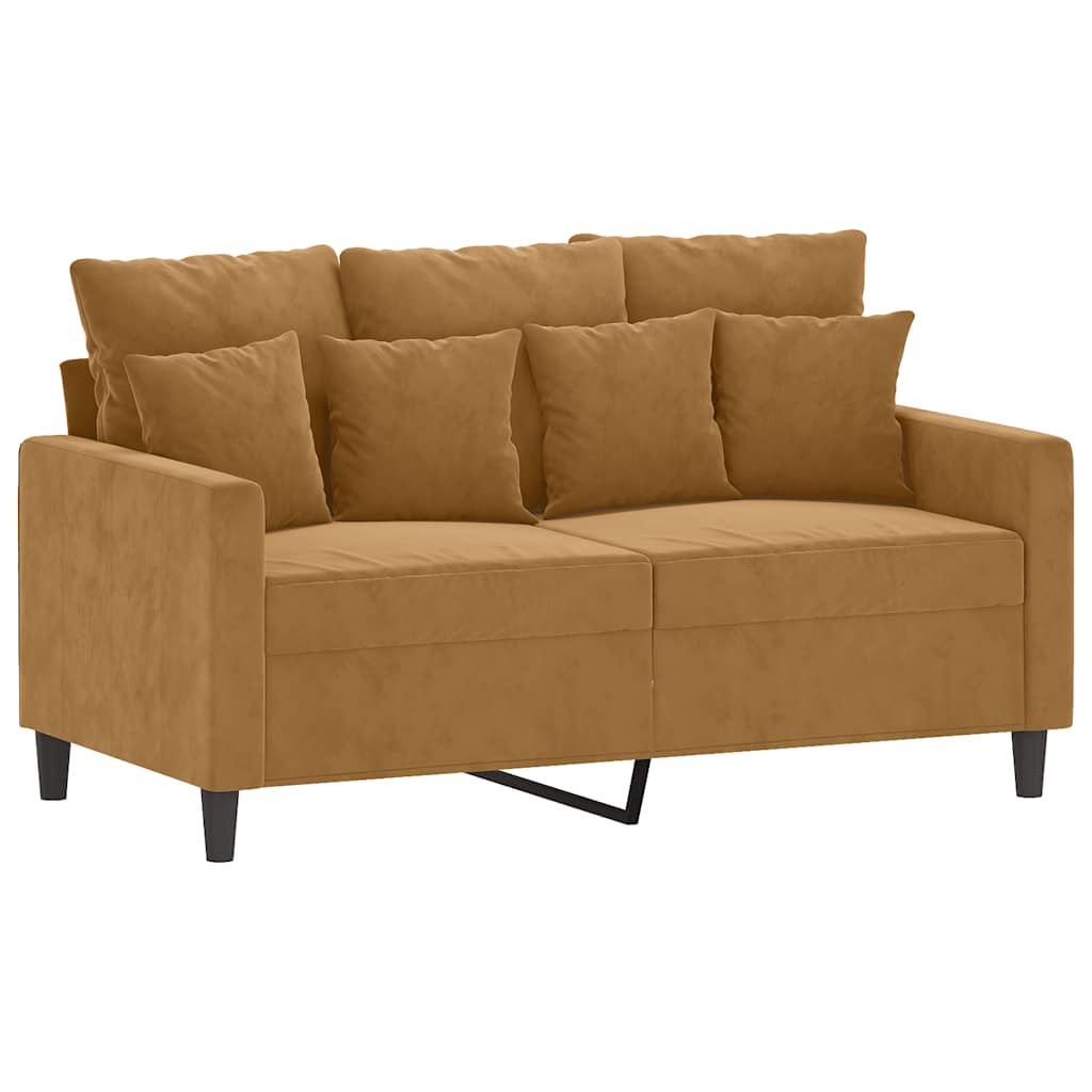 2-dijelni set sofa s jastucima smeđi baršunasti