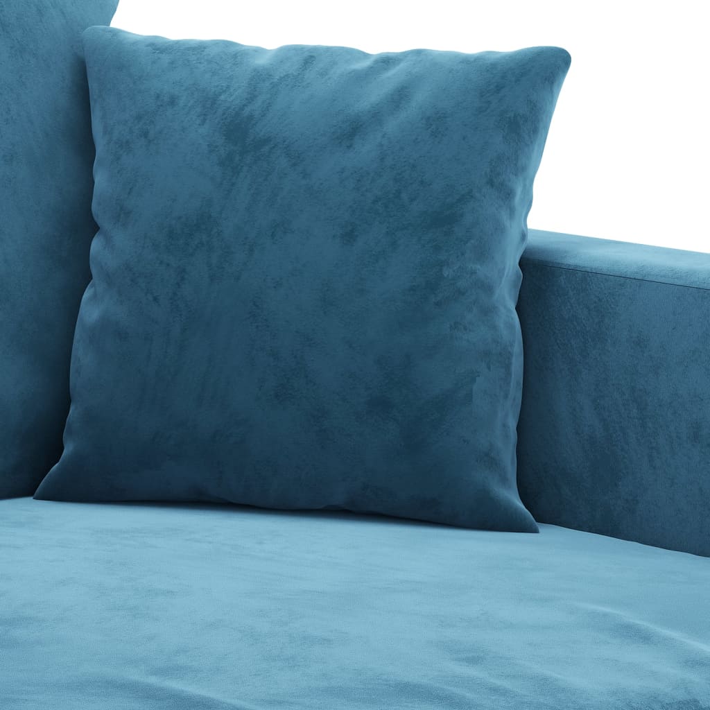 3-dijelni set sofa s jastucima plavi baršunasti Plava