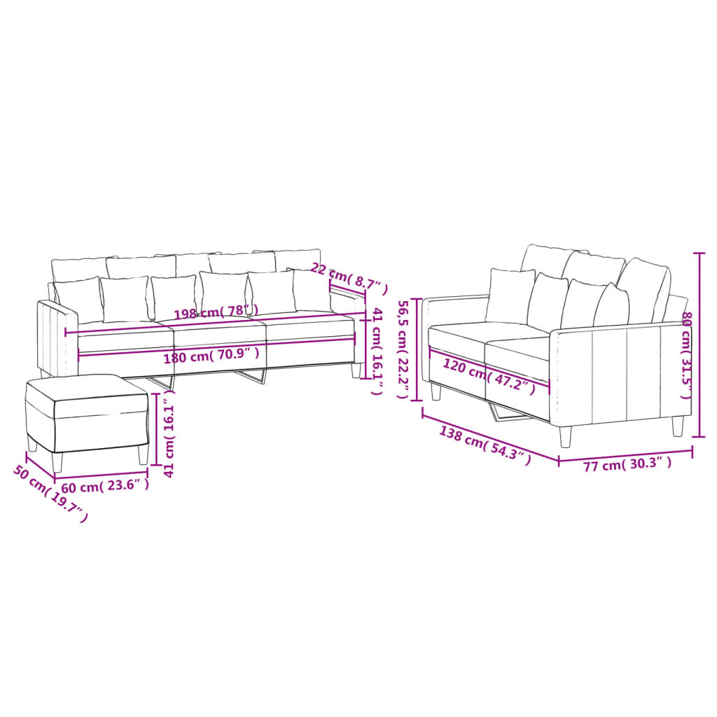 3-dijelni set sofa s jastucima plavi baršunasti Plava
