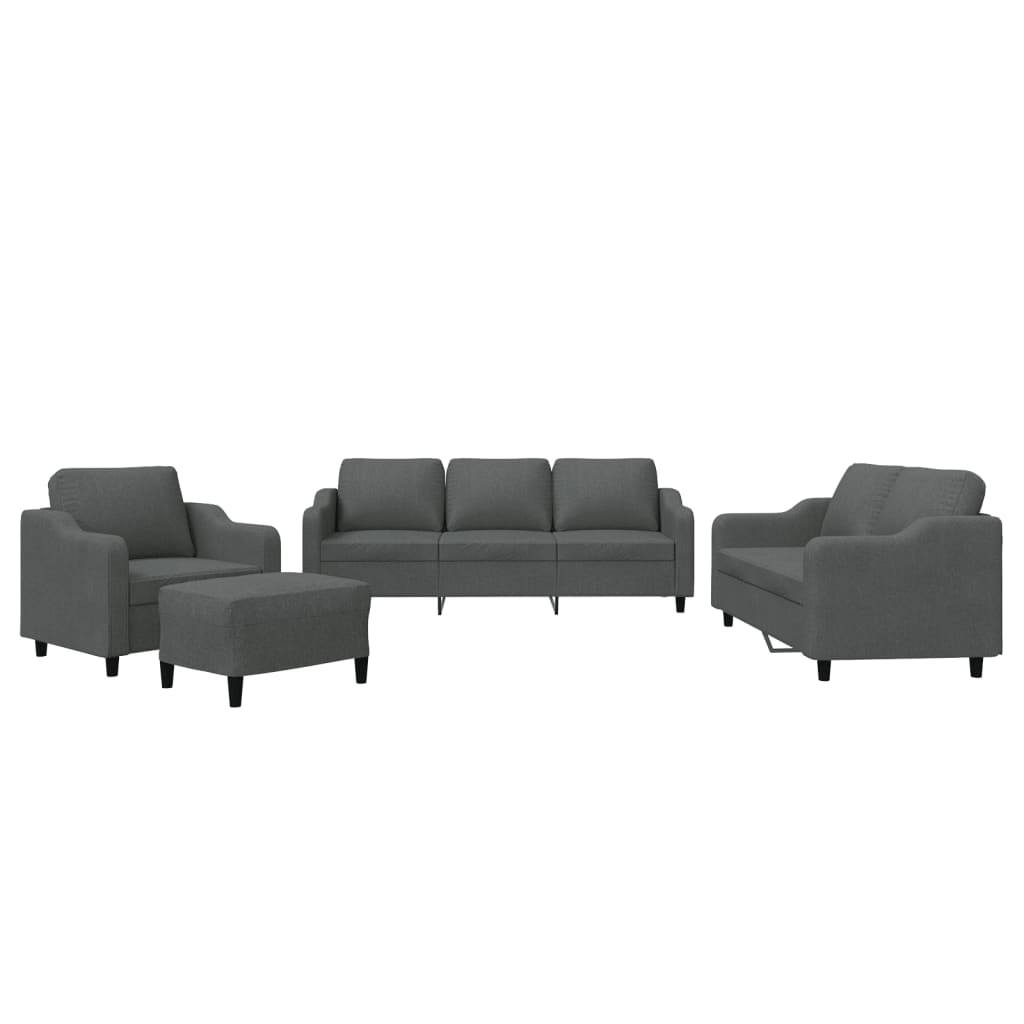 4-dijelni set sofa s jastucima tamnosivi od tkanine Siva