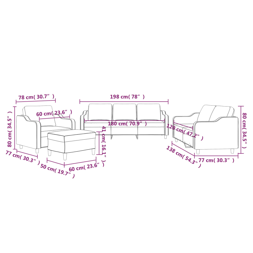 4-dijelni set sofa s jastucima tamnosivi od tkanine Siva