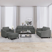 4-dijelni set sofa s jastucima tamnosivi od tkanine Siva