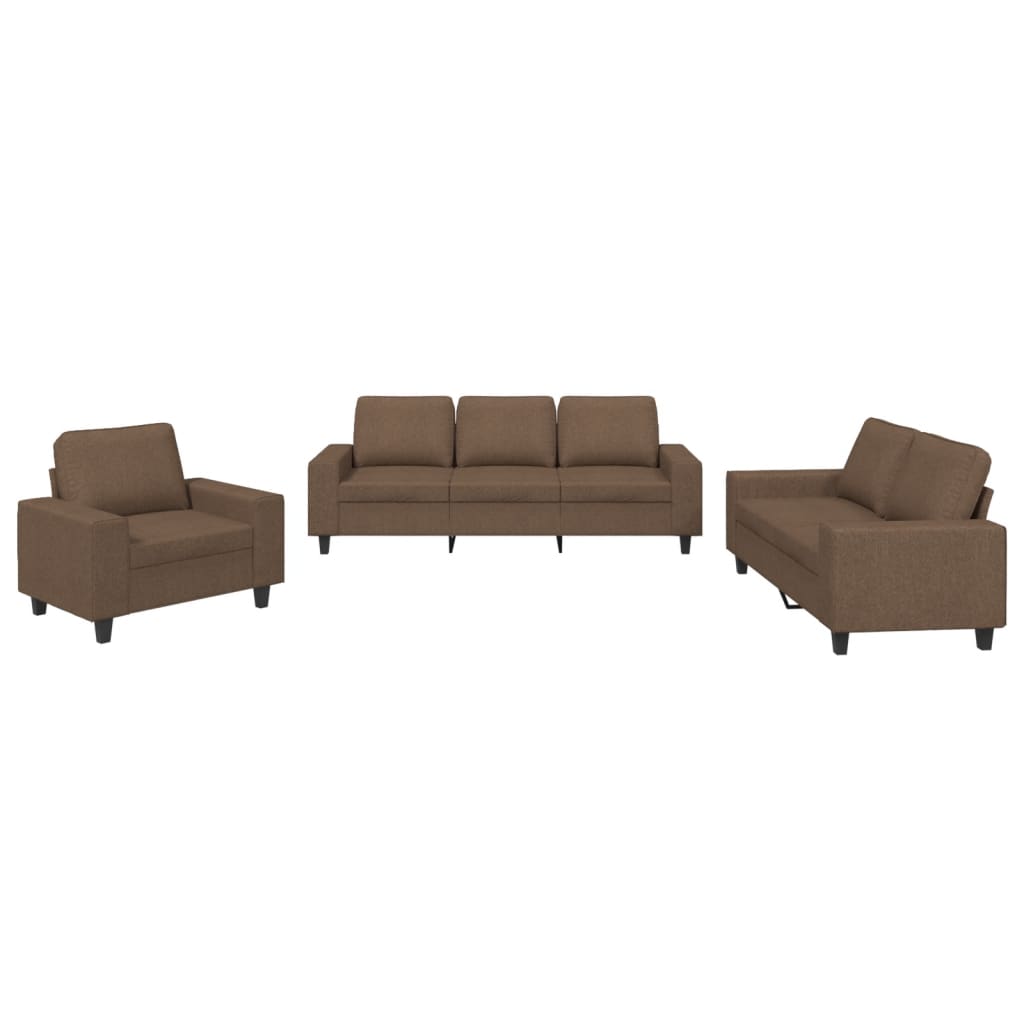 3-dijelni set sofa smeđi od tkanine